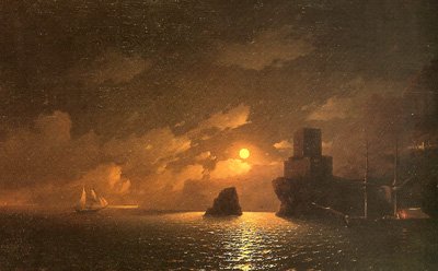 <i><b>Clair de lune 1849</b><br>Grâce à cette atmosphère lumineuse, enchanteresse, les toiles du peintre s'emplissent de rêverie et d'émotion.</i>