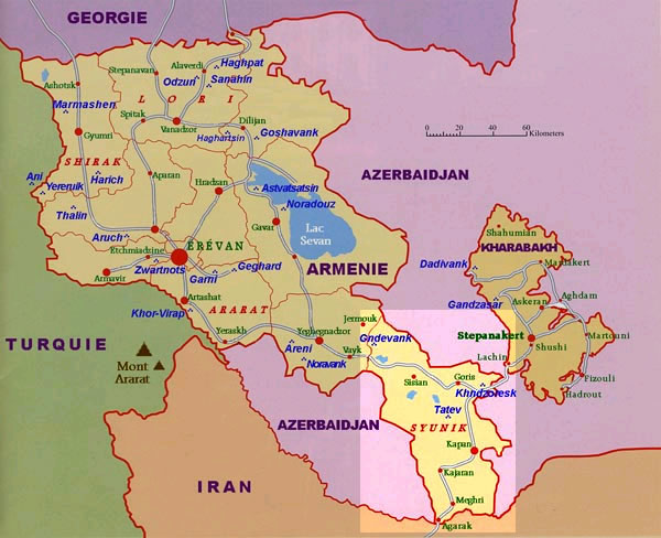 Syunik, cart d'Arménie